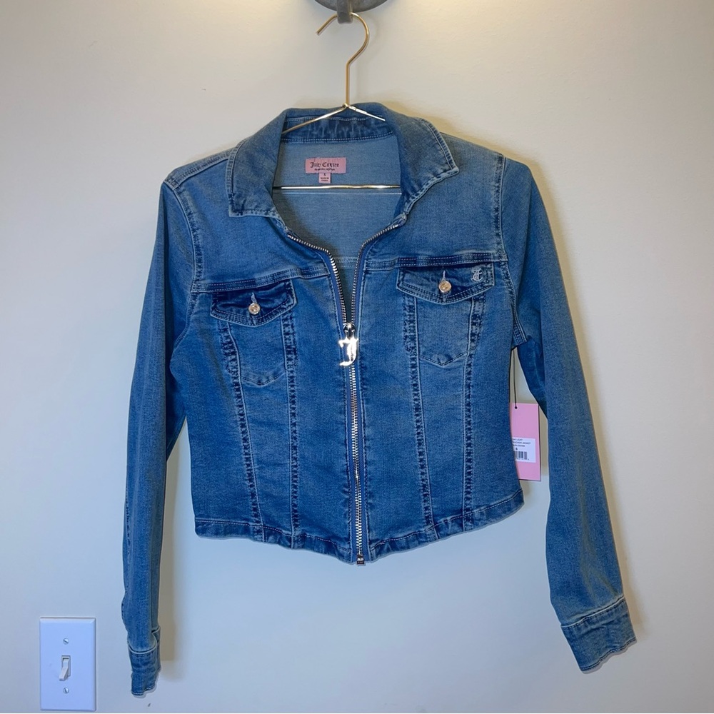 Juicy Couture Corset Trucker Denim Jacket Rhinestone Back S NWT - Picture 6 of 16